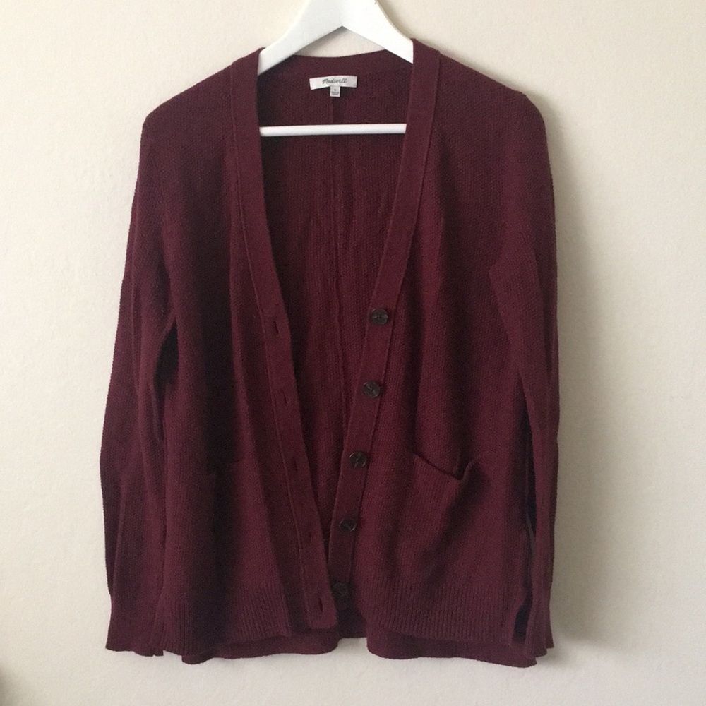 Madewell Burgundy Red Cardigan Sweater